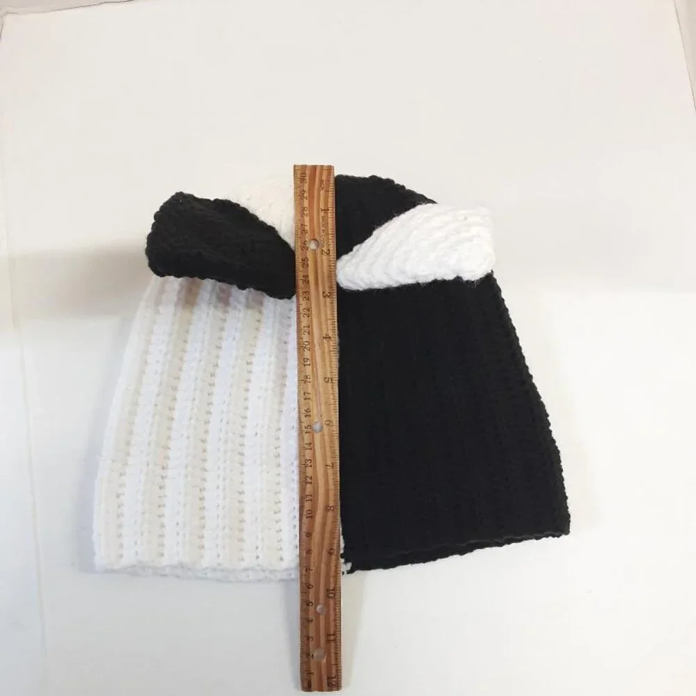 Handmade Crochet Split Color Cat Ear Beanie New - Picture 7 of 7